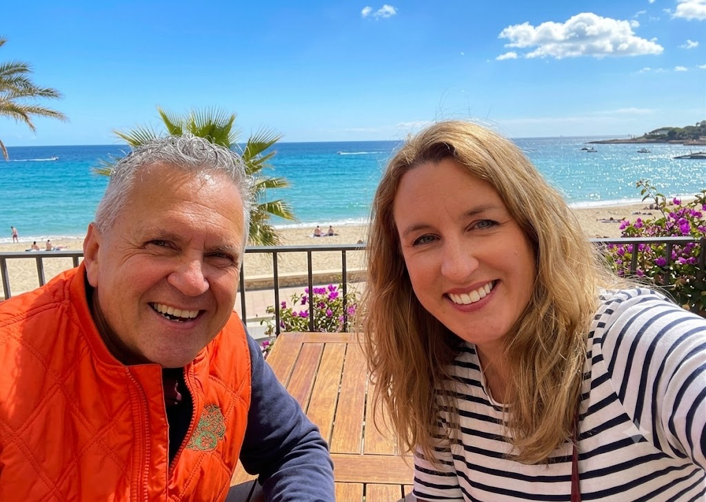 Two people on a sun terrace by the sea – communication and values